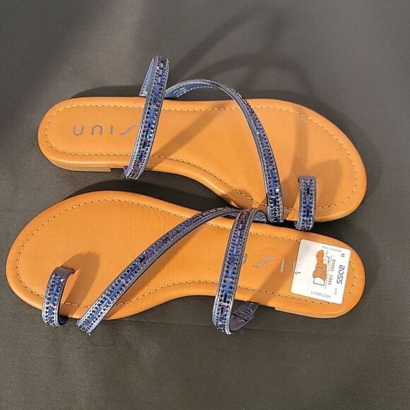 BRAND NEW UNISA UNDERLIAH-R GLASS STONE DOUBLE STRAP OPEN TOE SANDAL - Picture 8 of 15